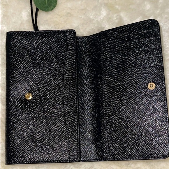 Coach Black Wristlet with Gold Accents Coach Flap Phone Wallet Midnight - Picture 5 of 11